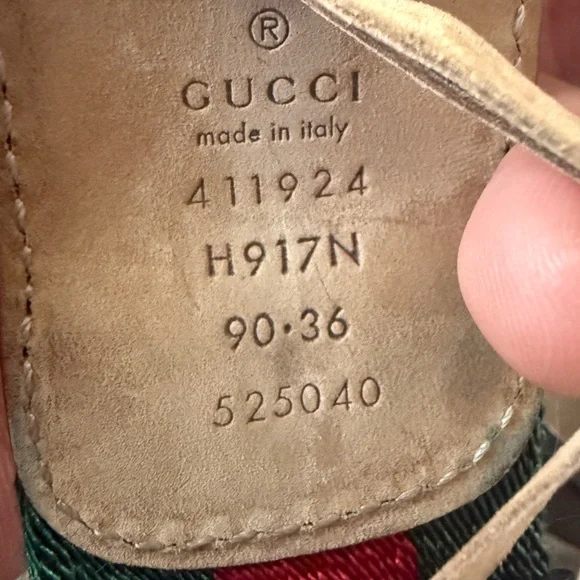 Gucci Green and Red Belt with Silver Buckle